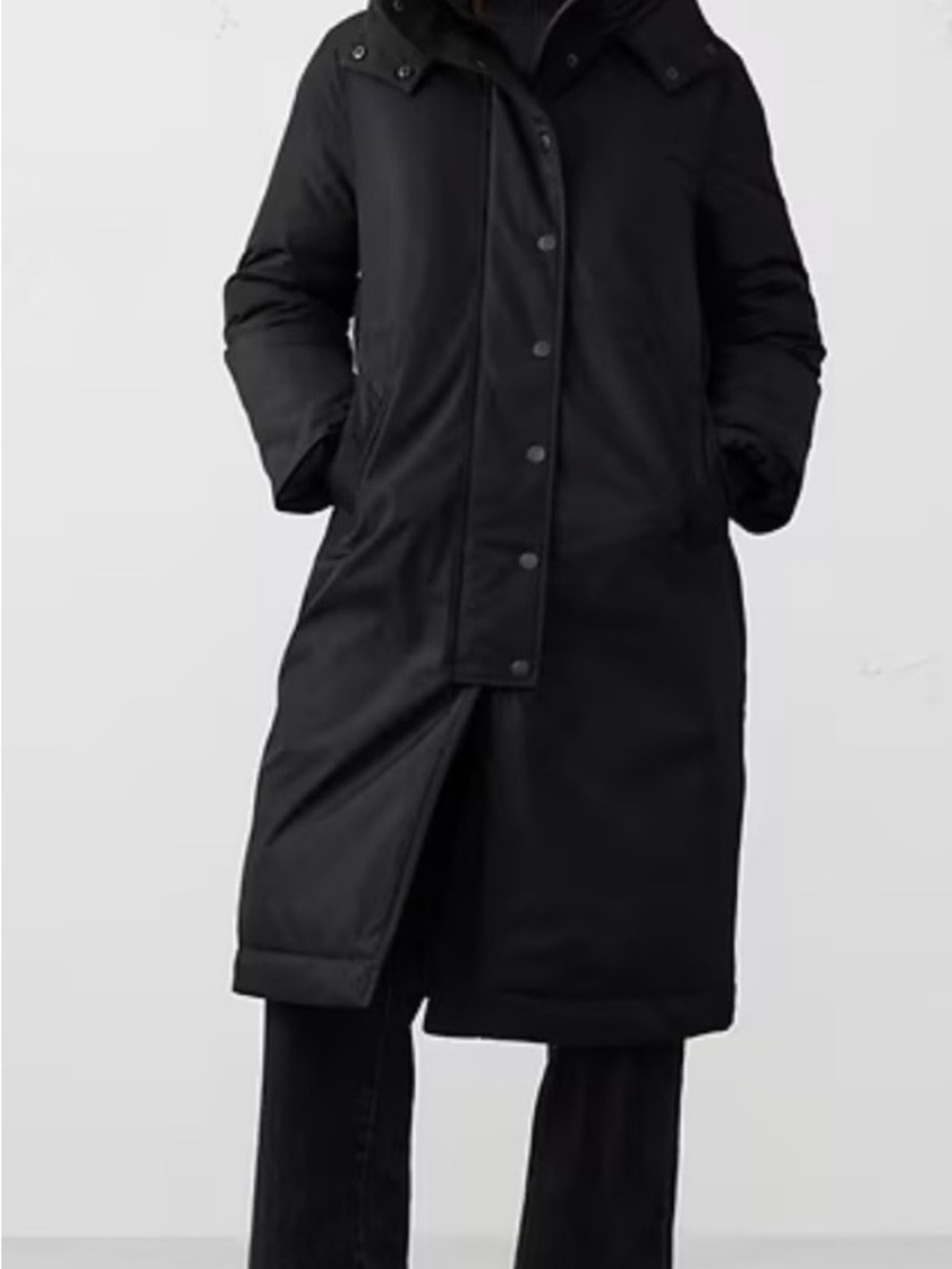 Banana Republic Black Long Hooded Puffer Coat